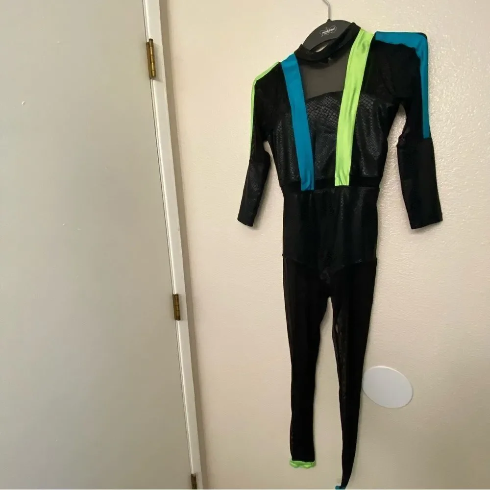Revolution Dance black neon unitard costume ELECTRIC TOUCH RC22775 LC child